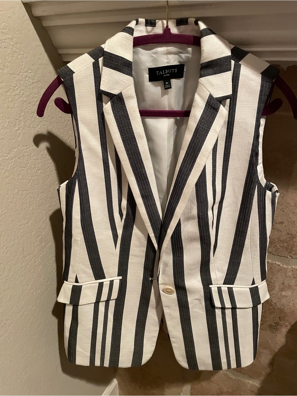 NWOT Talbots Cotton Sleeveless striped Collared Vest Old Money preppy 8p